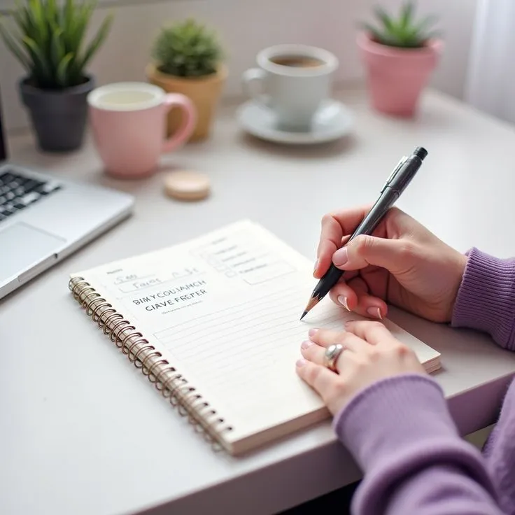 Five-step coaching exercise worksheet on a desk